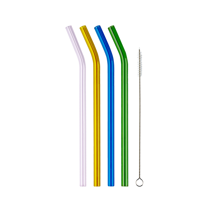 Muurla Glass straws 4pcs + 1 brush), grey, yellow, green, blue_990-004-01_6416114965328.png